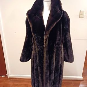 Vintage Tissavel France Faux Fur Coat Black Size Medium/Large